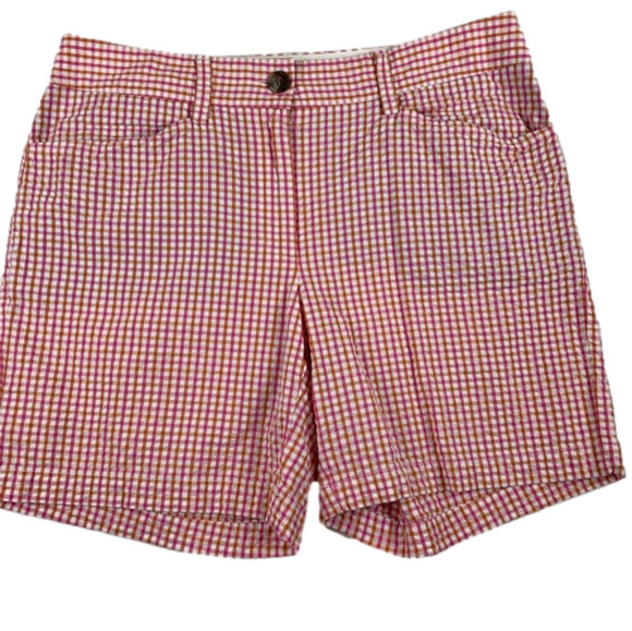 LANDS' End Red White Searsucker Shorts - Picture 1 of 10